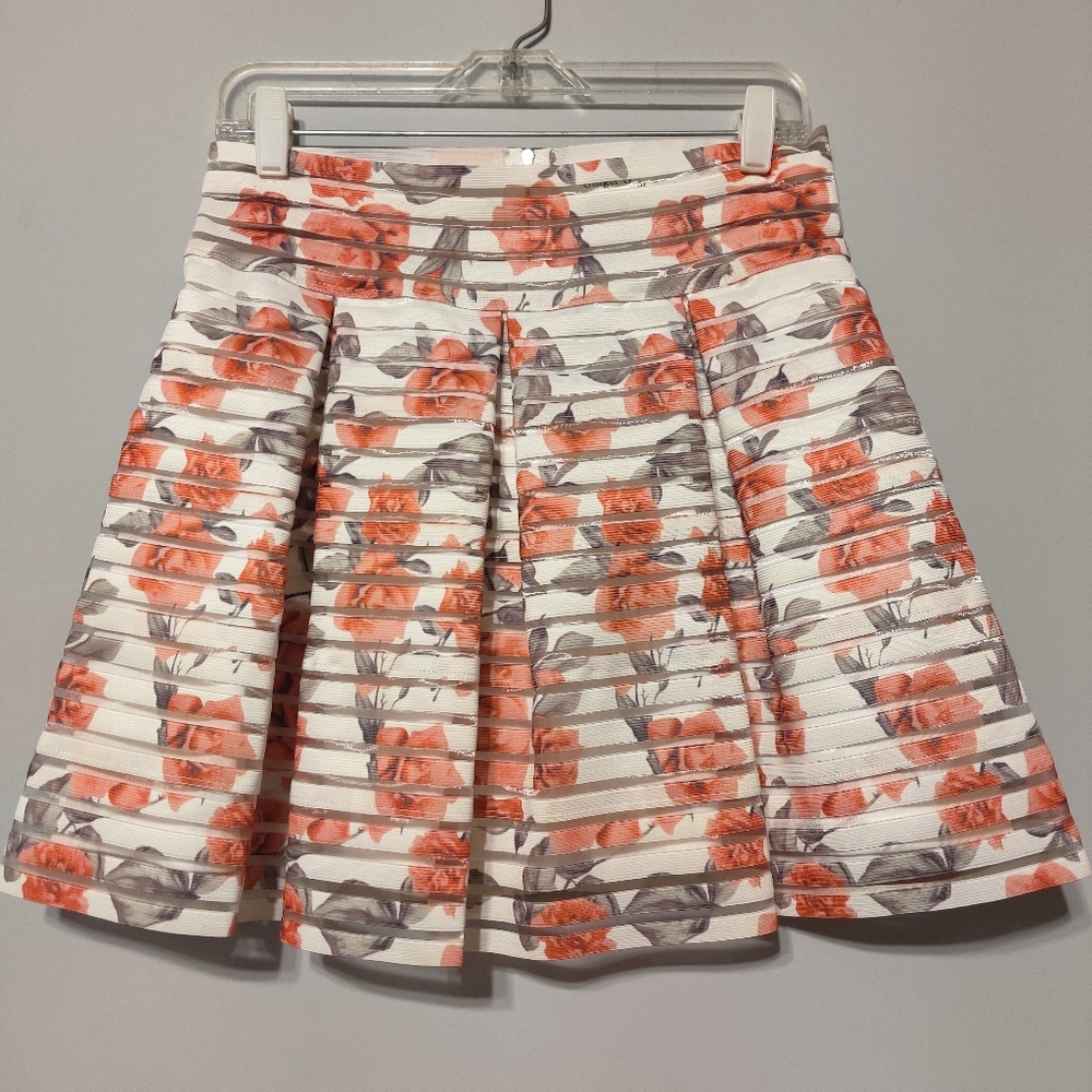 Ginger G Printed Rose Flower Skirt